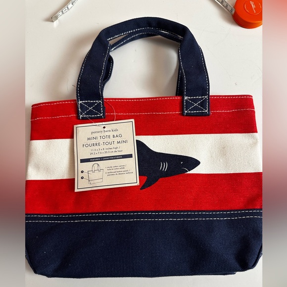Pottery Barn Kids Other - Pottery Barn Kids Red and Navy Shark Tote